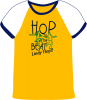 Hop to the Beat Ladies Cap Sleeve Tee (Gold/White/Navy)